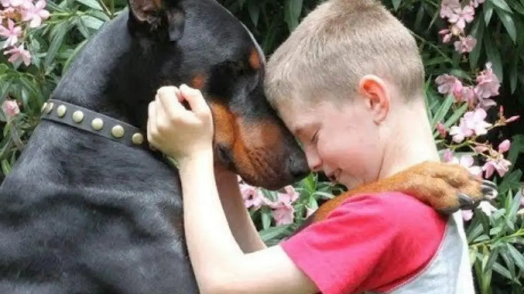 doberman with kids