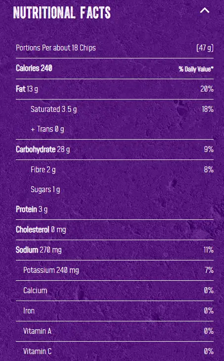 Takis nutritional facts